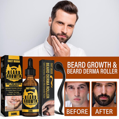 East Moon Beard Growth Serum Micro Needle Roller Set 1