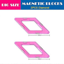(2pcsdiamond) Big Size Magnetic Designer Kids Magnet Building Blocks Accessories Educational Constructor Toys For Children Holiday Gifts