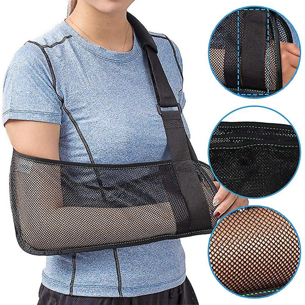 Black (Black) Mesh Arm Shoulder Fracture Sling Brace Elbow Dislocation Breathable Support Strap