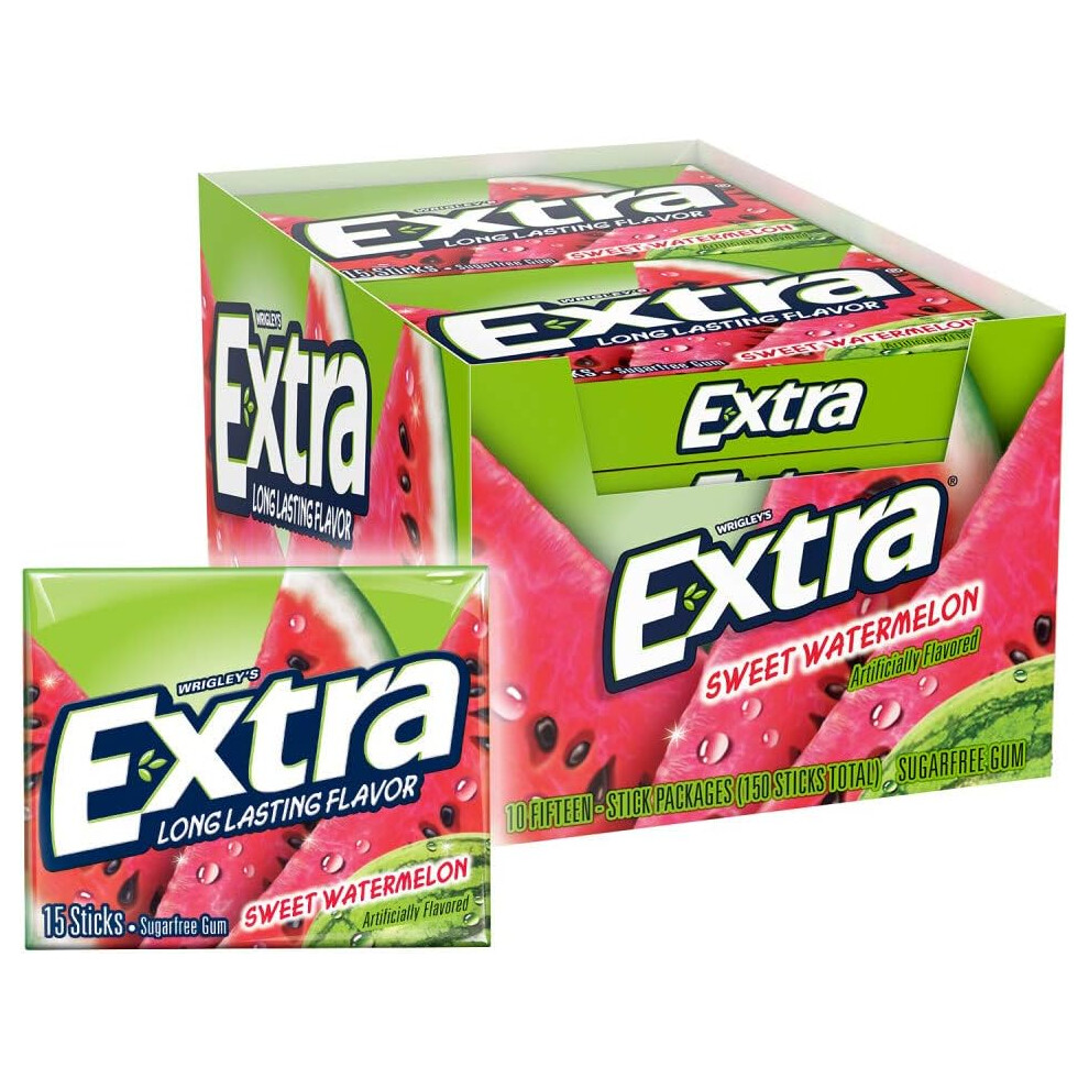 Extra Store Wrigleys Extra Sweet Watermelon Sugarfree Chewing Gum Box Of 10 X 15 Stick Packs