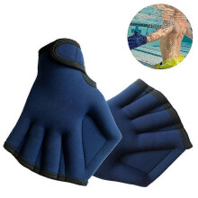 (Cyan) 1pair Webbed Swimming Gloves Aquatic Training Paddles Water Resistance