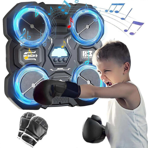 (Blue) Boxing Machine Wall Mount Bluetooth Music Electronic Boxing Training Punching Children's