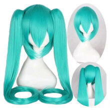 Cosplay Party Wigs Hatsune Miku Wig with 2 Ponytail Long Straight Wigs Halloween Carnival Props