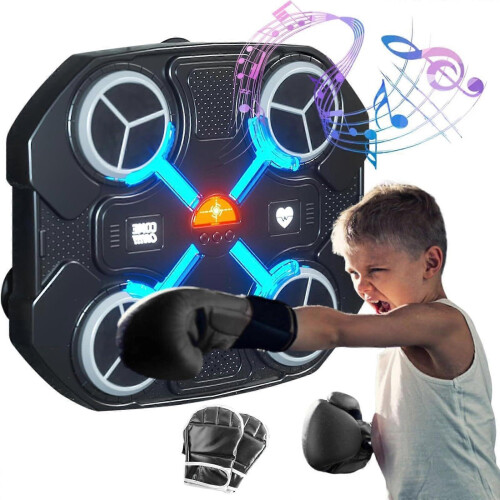 (Black) Boxing Machine Wall Mount Bluetooth Music Electronic Boxing Training Punching Children's