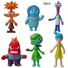 6Pcs Inside Out Riley Joy Anxiety Sadness Figures Car Cake Desk Decoration Model Toy Set