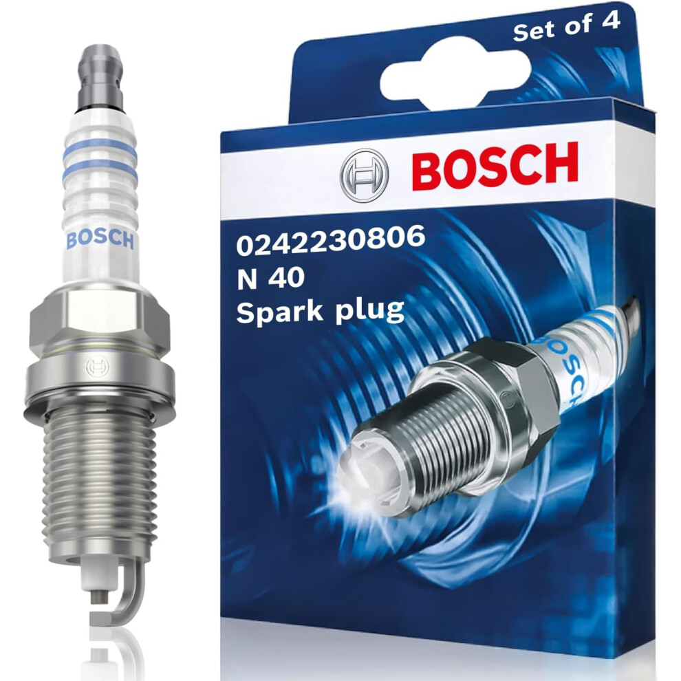 Bosch 0242230806 (N40), Spark Plug Set Of 4 - For A Reliable Gasoline Engine Start And Long Service Life