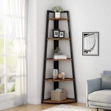 Bibliothèque Tribesigns, étagère d'angle de 178 cm de hauteur avec 5 niveaux, étagère sur pied