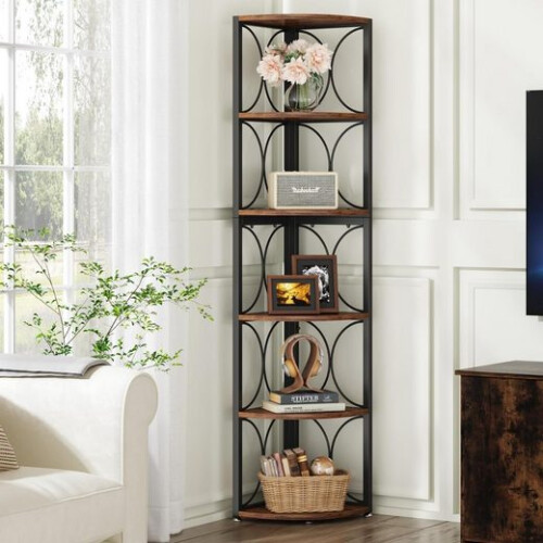 Tribesigns Tribesigns corner shelf, 170 cm high rustic bookcase