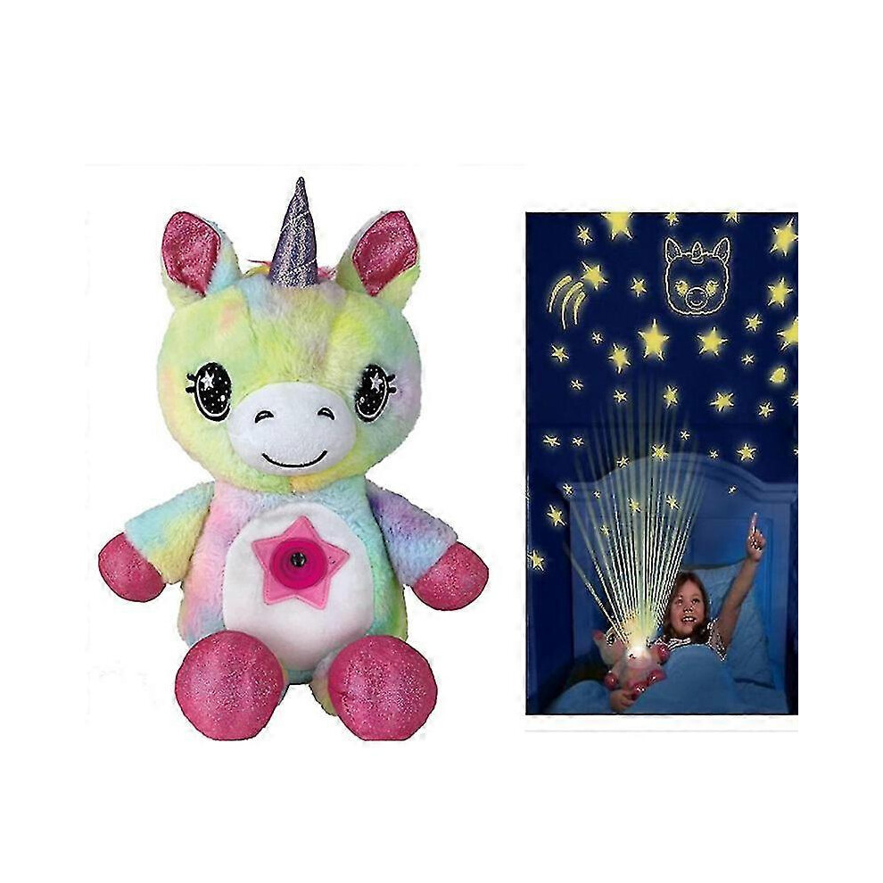 (color) Childrens projection lamp toy childrens cartoon plush starry sky dream projection soothing toy lamp