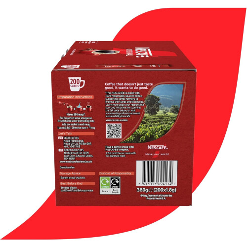 NESCAFÉ Original Instant Coffee Sachets - 200 x 1.8g Sticks 2