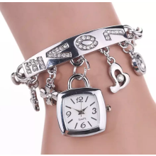 Wristwatch Bracelet Silver With Rhinestones LOVE Alphabet Alloy Quartz