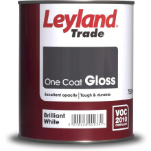 Leyland Trade One Coat Gloss Paint - Brilliant White 750ml