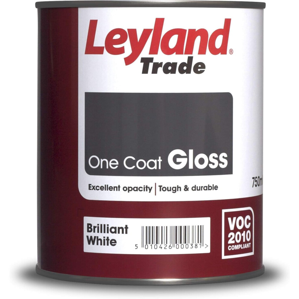 Leyland Trade One Coat Gloss Paint - Brilliant White 750Ml 8000000000781