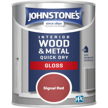 Johnstone's - Quick Dry Gloss - Signal Red - Gloss Finish - Water Based - Interior Wood & Metal - Radiator Paint