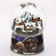 Roman 37753 Glitterdomes Schneekugel 150 mm, Musik mit Weihnachtsmann im Schlitten, 20,3 cm