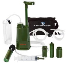 Survivor Filter PRO Hydration Extender Series - Handpump Plus an Extra Set of Replacement Filters - Portable Water Filter Camping, Hiking and and Eme