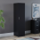 (Black) Modern 1-Door Wardrobe | Tall Storage with Hanging Rail 1