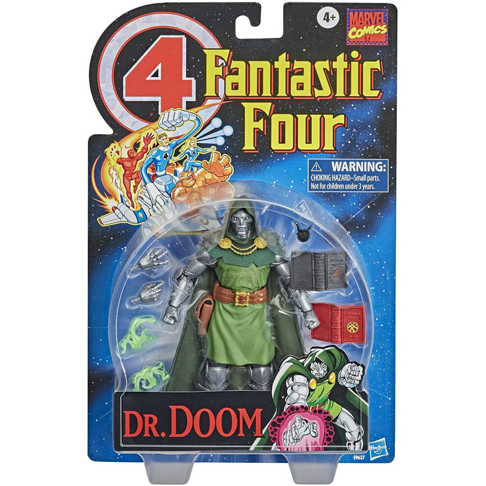 Marvel Vintage Series 6-inch Scale Dr. Doom Fantastic 4 Action Figure Toy, 10 Accessories, Super Hero Collectible Series, Ages 4 and Up