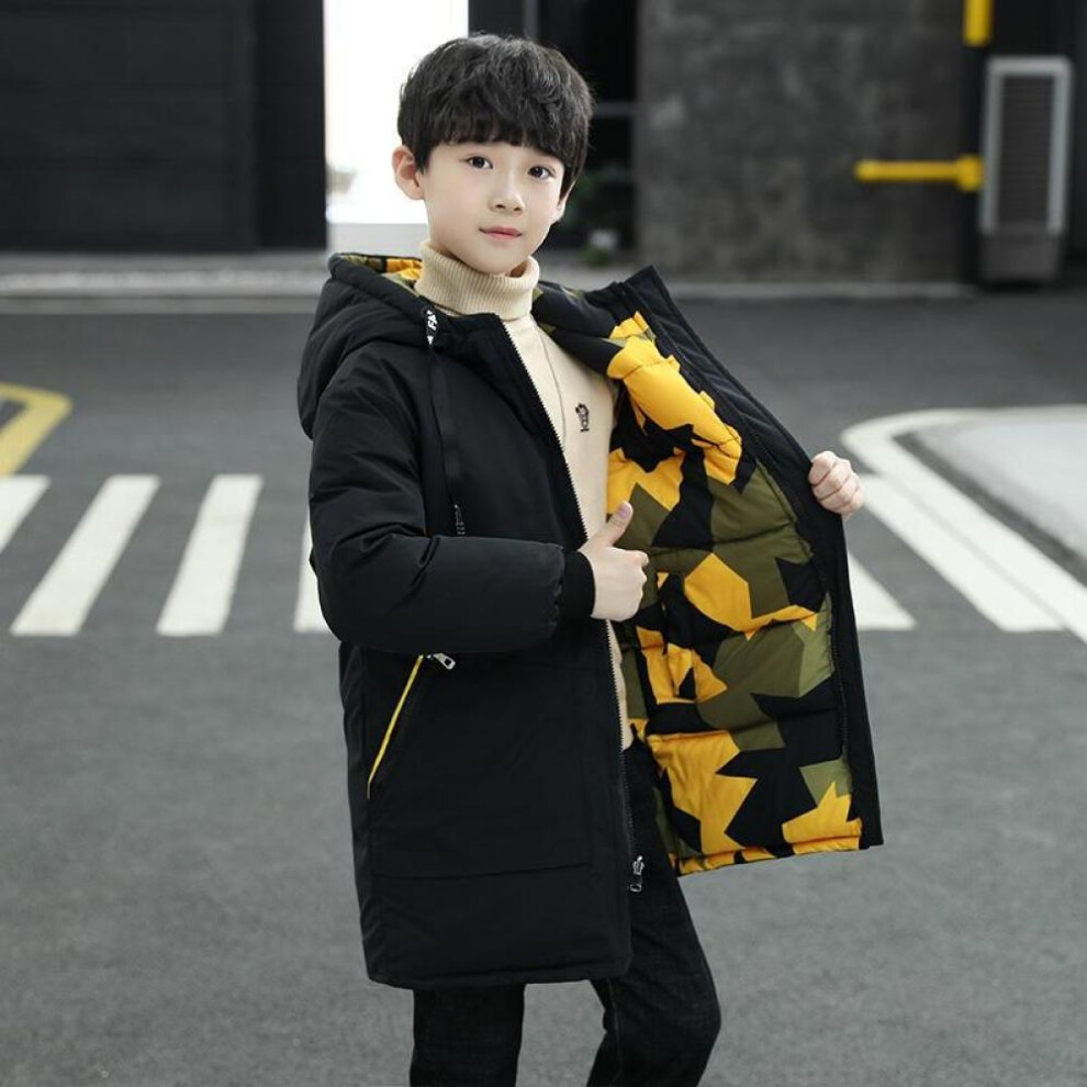 (yellow, 130 cm) Kids Boys Winter Jackets Warm Coat Snowsuit Outerwear Coats Children Clothing Baby Fur Hooded Jacket Infant Parkas