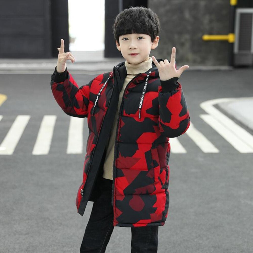 (red, 120 cm) Kids Boys Winter Jackets Warm Coat Snowsuit Outerwear Coats Children Clothing Baby Fur Hooded Jacket Infant Parkas