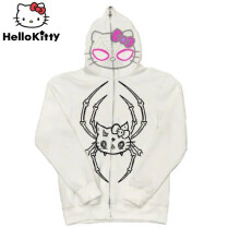 (A1, M) Sanrio Hello Kitty Punk Zipper Hoodie Yk2 Fall Winter Women's Funny Zip Up Hooded Coat Gothic Harajuku New Print Yk2 Clothing