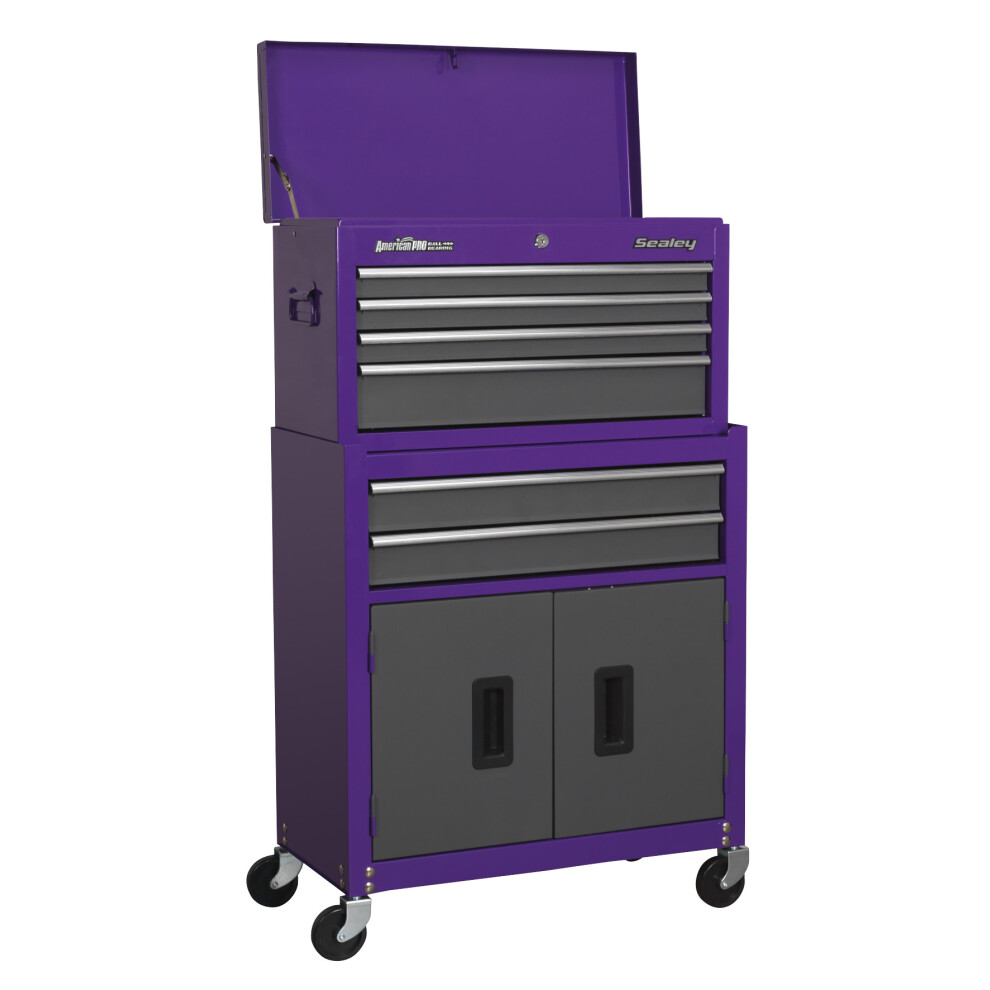 Sealey American PRO® Topchest & Rollcab Combination 6 Drawer - Purple/Grey AP2200BBCP
