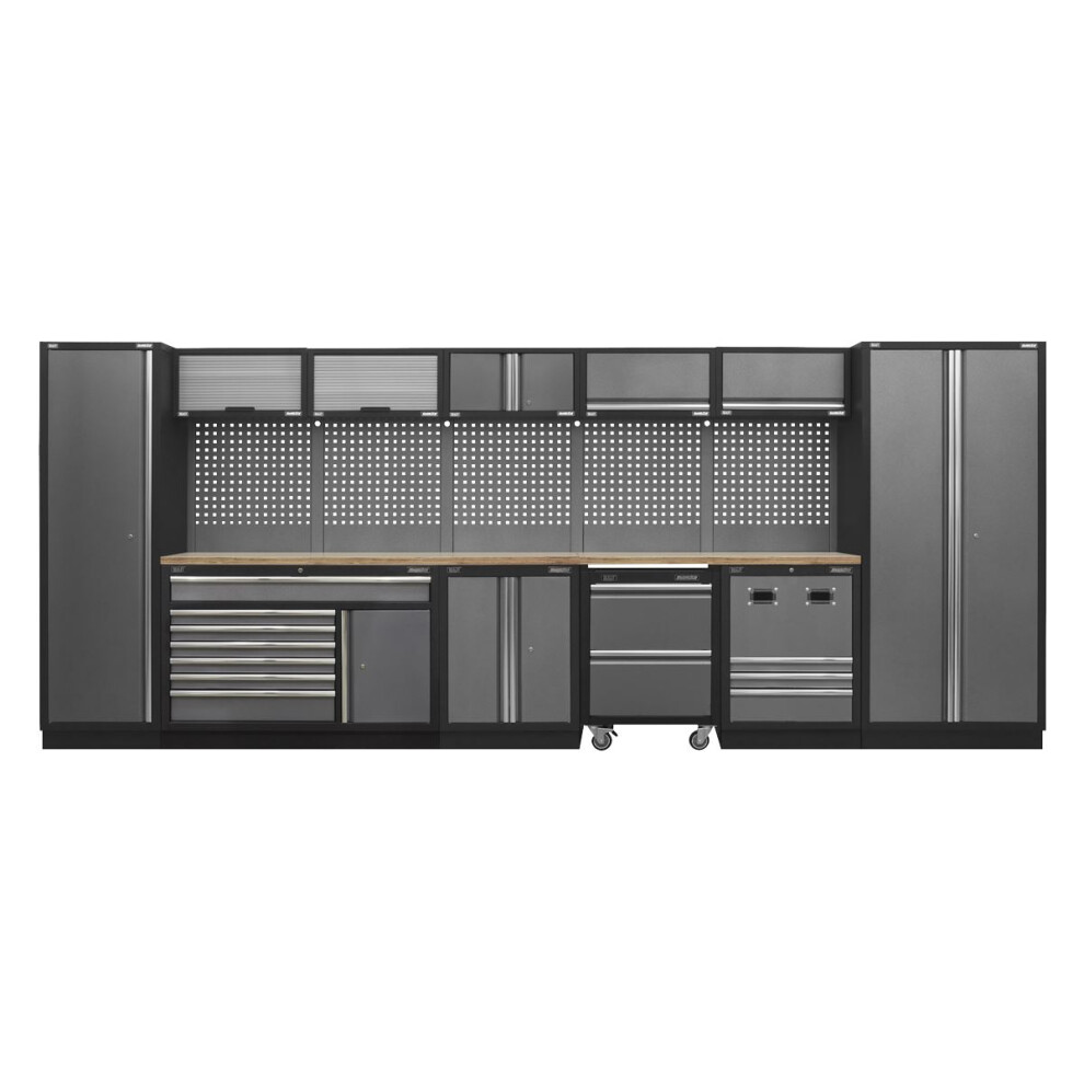 Sealey Superline PRO® Storage System with Pressed Wood Worktop 4.9m APMSSTACK16W