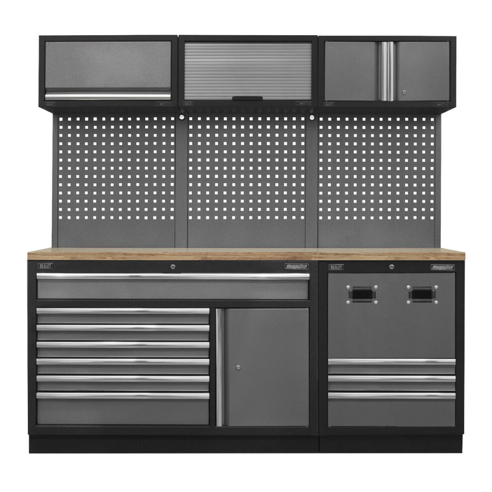 Sealey Superline Pro® Modular Storage System Combo With Pressed Wood Worktop Apmsstack14w