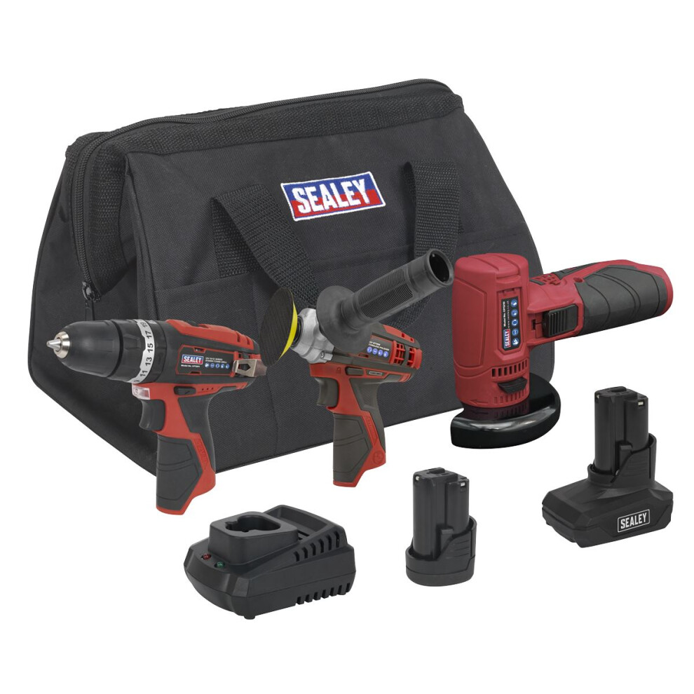 Sealey 3 x SV12 Series Cordless Power Tool Combo Kit 12V - 2 Batteries CP1200COMBO7