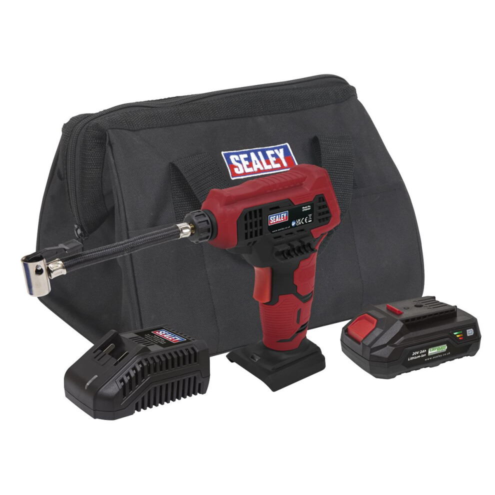 Sealey CP20VAP 20v Cordless Air Pump 1 x 2ah Li-ion Battery Charger Bag - Image 15