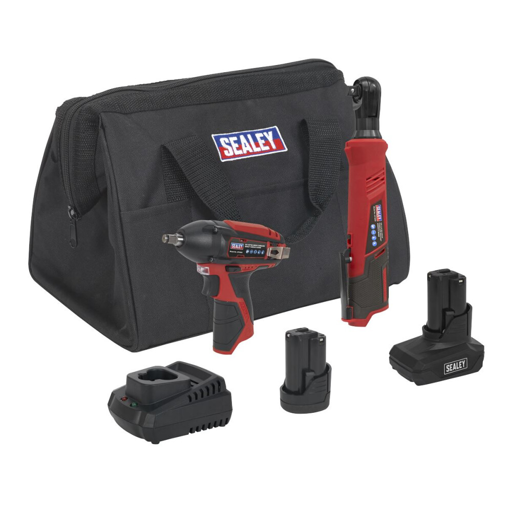 Sealey 2 x SV12 Series Cordless Power Tool Combo Kit 12V - 2 Batteries CP1200COMBO8