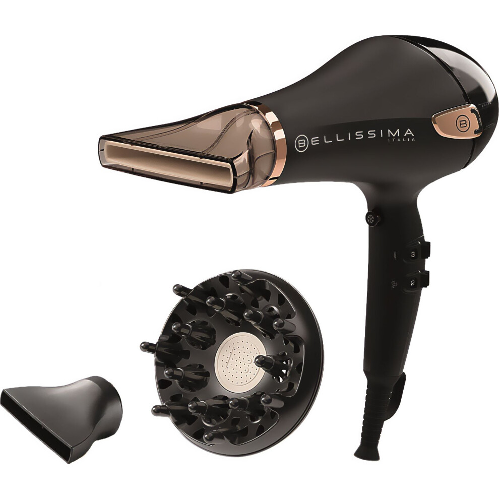 Bellissima Italia Ceramic Hair Dryer - 2300W With Ionic Conditioning & Cool Shot - Black