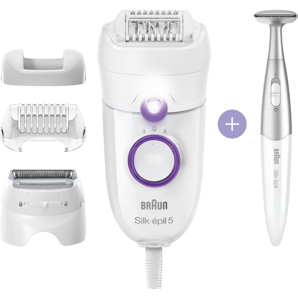 Braun Silk-Ã©pil 5 SE5-825 Epilator 28 Tweezers Purple, White