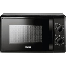 Tower T24034BLK Microwave Ãââ Multi-Function Manual Microwave Oven 20 L, 700 W, with 5 Power Levels and 35 Minute Timer, Black