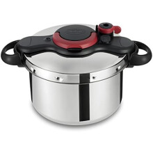 Tefal Clipso Minut Easy - Stainless Steel Pressure Cooker with 5 Safety Systems and Easy Closure with One Hand, Black 7.5 Litros multicoloured