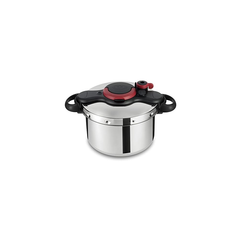 Tefal Clipso Minut Easy - Stainless Steel Pressure Cooker with 5 Safety Systems and Easy Closure with One Hand, Black 7.5 Litros multicoloured