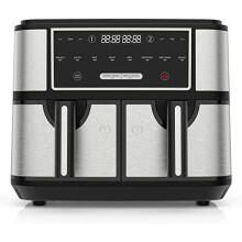 EUARY Best 9L Large Dual Basket Air Fryers for Family,8-In-1 Compact Oven with Smart Finish,Oil Free Double Air Fryer with Cookbook,Timer & Temperat