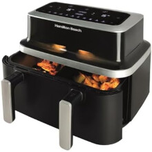 Hamilton Beach VisionCook Dual AirFryer, 9L, Vision Window, 10 One Touch Presets, Vortex Technology, Dual Zones, Match Cook, Smart Finish, Dishwashe
