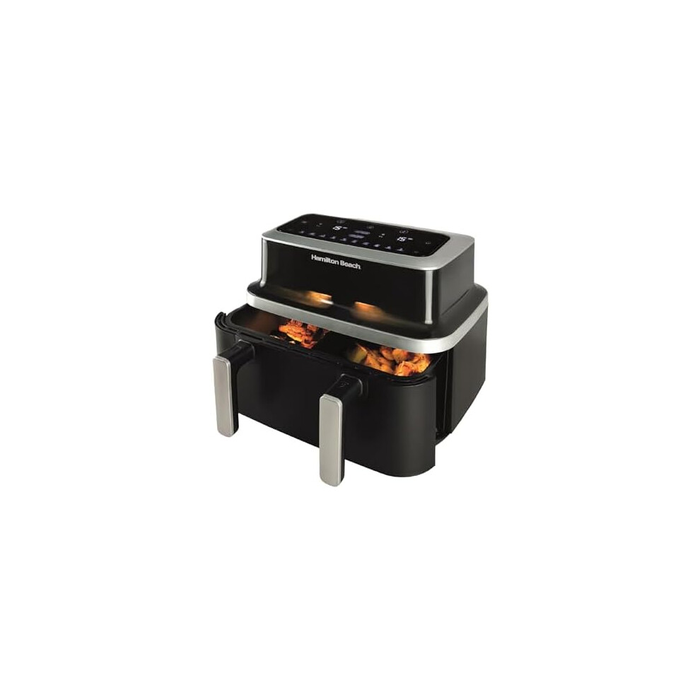 Hamilton Beach Visioncook Dual Airfryer, 9L, Vision Window, 10 One Touch Presets, Vortex Technology, Dual Zones, Match Cook, Smart Finish, Dishwashe