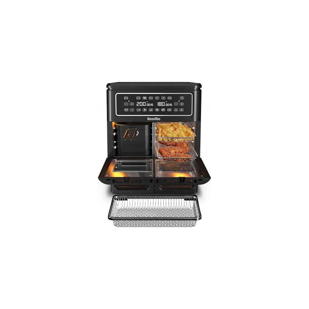 Breville Halo Flexi Air Fryer & Large Mesh Tray, Digital Dual Air Fryer Oven, 11L: Serves 10+, Fry, Bake, Grill, Roast & Reheat, 2400 W, Save ÃÂ65 a