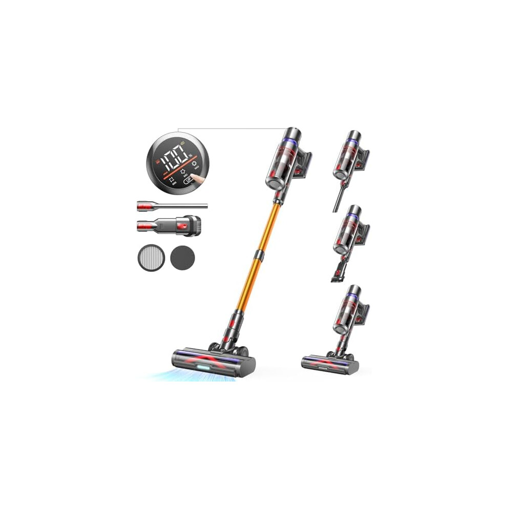 Fezen Cordless Vacuum Cleaner 45Kpa/550W/60Min,Vacuum Cleaner With Smart Led Touch Screen,7-Layer Filtration System,Vacuum Cleaner Cordless Powerful With
