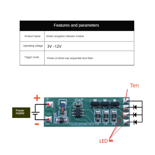 5Pcs 3-12V Flashing LED Light Module Red Blue Pair Flashing 1