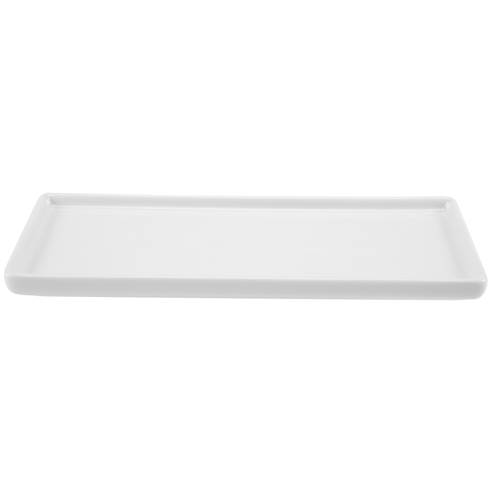 Bandeja Rectangular De CeráMica Plato De Porcelana Blanca Bandeja Para Enjuague Bucal-image