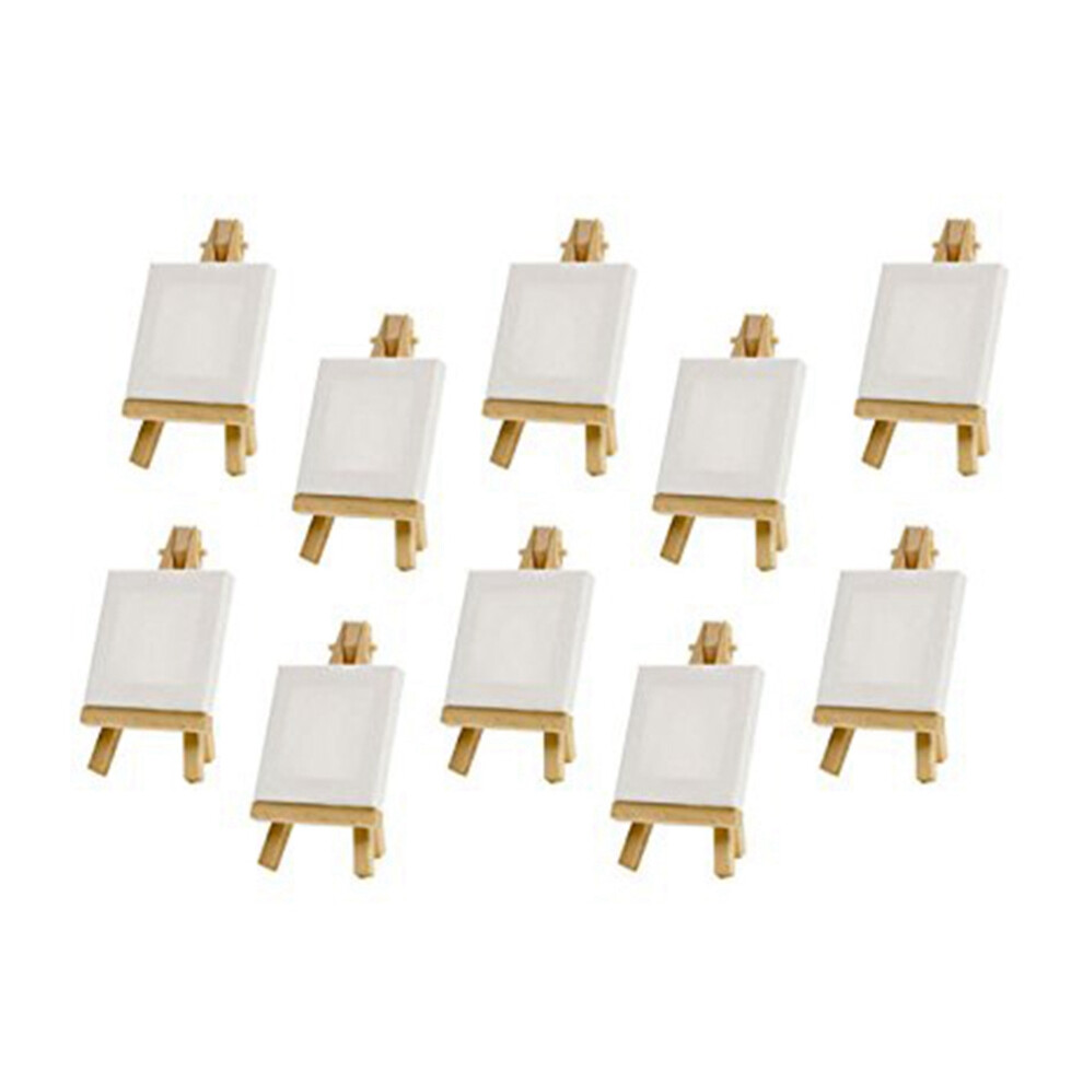 10 Set Mini Espositore Cavalletto Con Tela 8X8 Cm Piccolo Tavolo Regalo