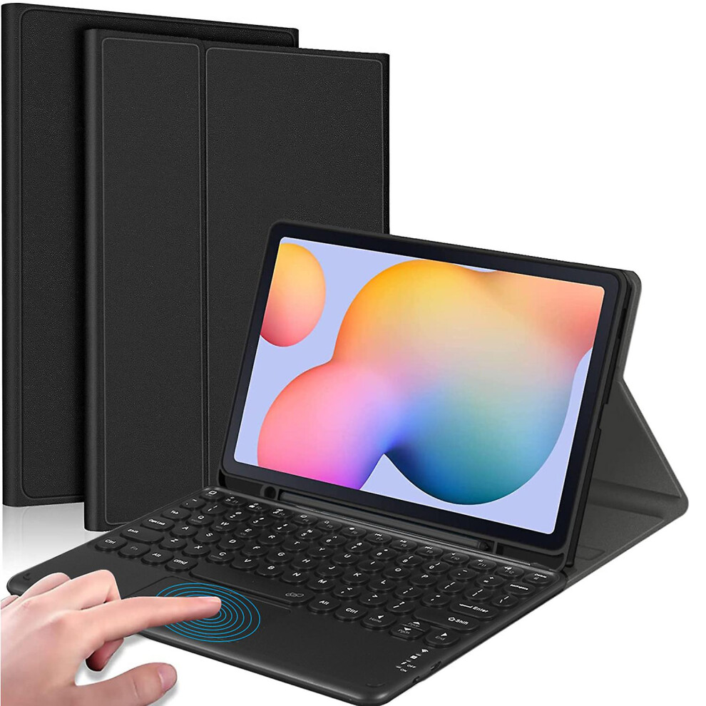 (Black) For Samsung Galaxy Tab S6 Lite / S6 Lite (2022) Bluetooth Keyboard With Touchpad, Pu Leather Cover With Pen Holder Black 8795863308111