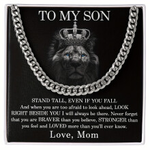 (Steel color, 55cm) To My Son Cuban Chain Necklace, Son Birthday Gifts, Gift For Son Graduation From Mom