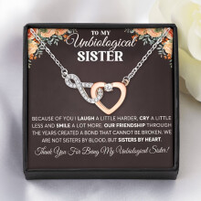 (SILVER PLATED, 45cm) To My Unbiological Sister Love Heart Necklace, With Blessing Card And Gift Box, Birthday Gift