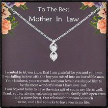 (45cm) To The Best Mother In Law Interlocking Infinity Double Love Heart Copper Inlaid Zircon Necklace