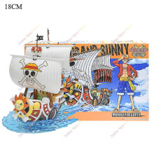 (Thousand Sunny1) 18cm Anime One Piece Figure Thousand Sunny Going Merry Boat Pirate Ship Fiugrine Toys Action Figures Shanks Assembly Model Toys C