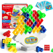64Pcs Tetra Tower Game, Stack Attack Board Game for Kids and Adults, Fun Uzzle Family Games Team Toys Building Block